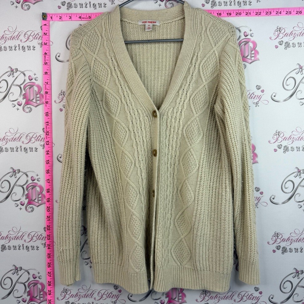 Joe Fresh button up sweater Cream Cable-Knit Button Front Cardigan